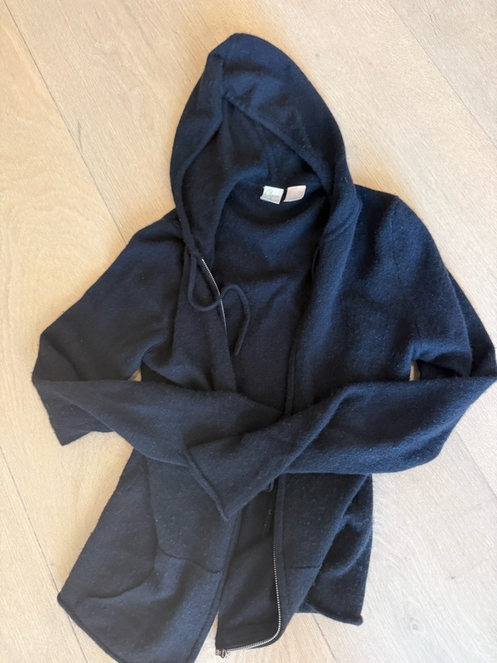 Aqua Black Cashmere Zip Hoodie